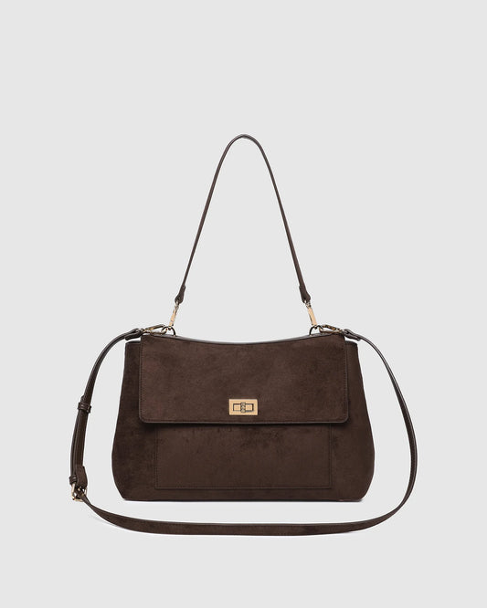 Louenhide Arden Suedette Shoulder Bag - Choc