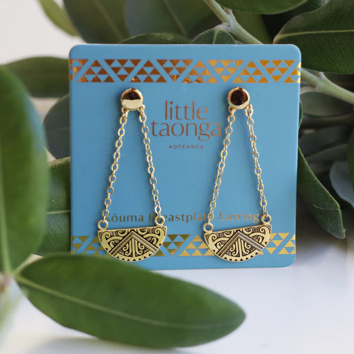 Maunga-nui Breastplate Earrings - Gold - Isla-Maree