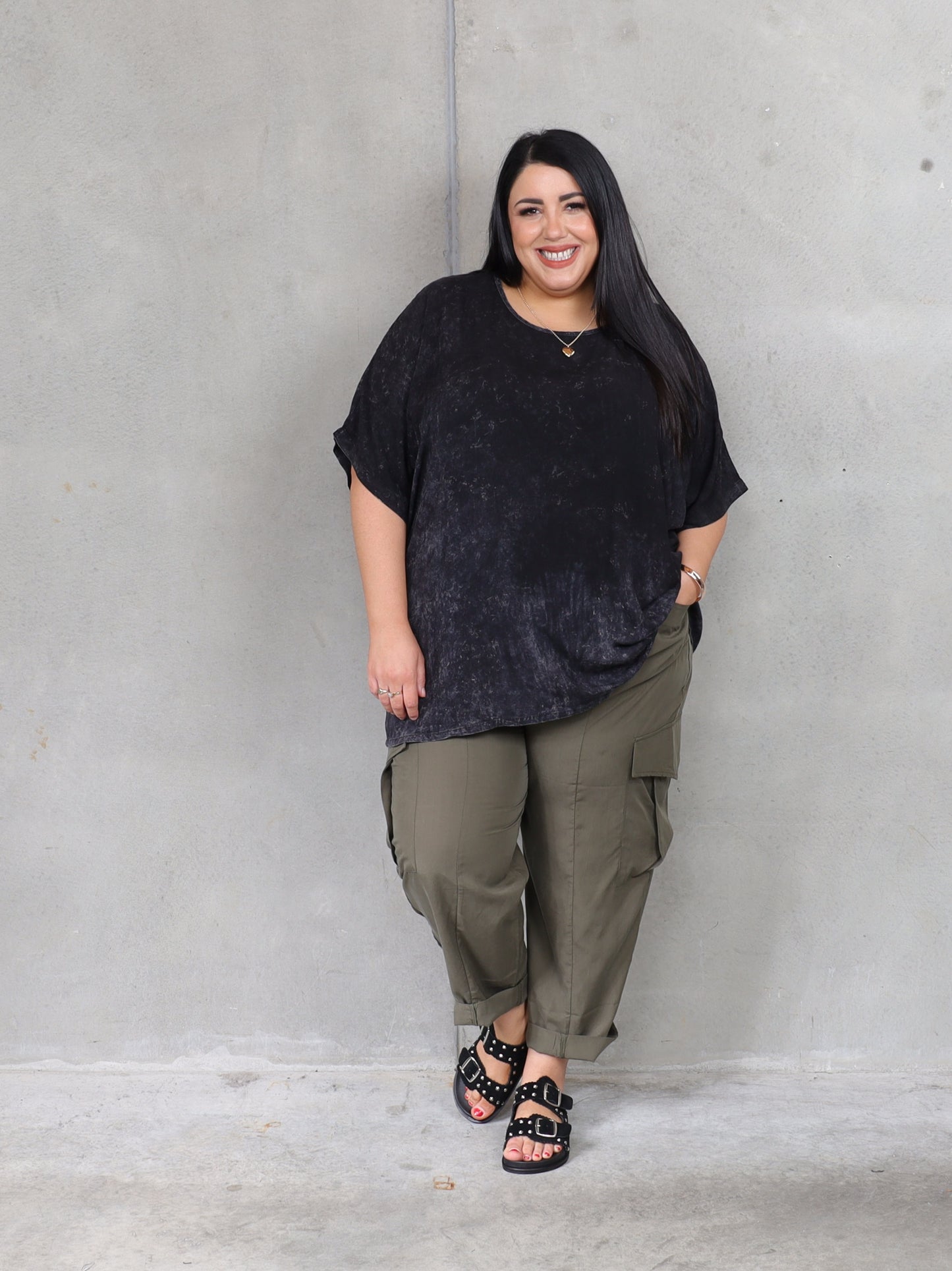 Drape Top - Stonewash Black