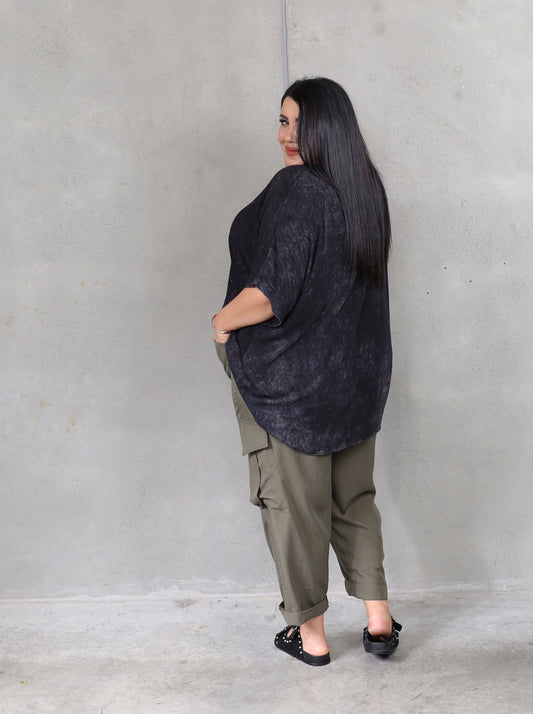 Drape Top - Stonewash Black