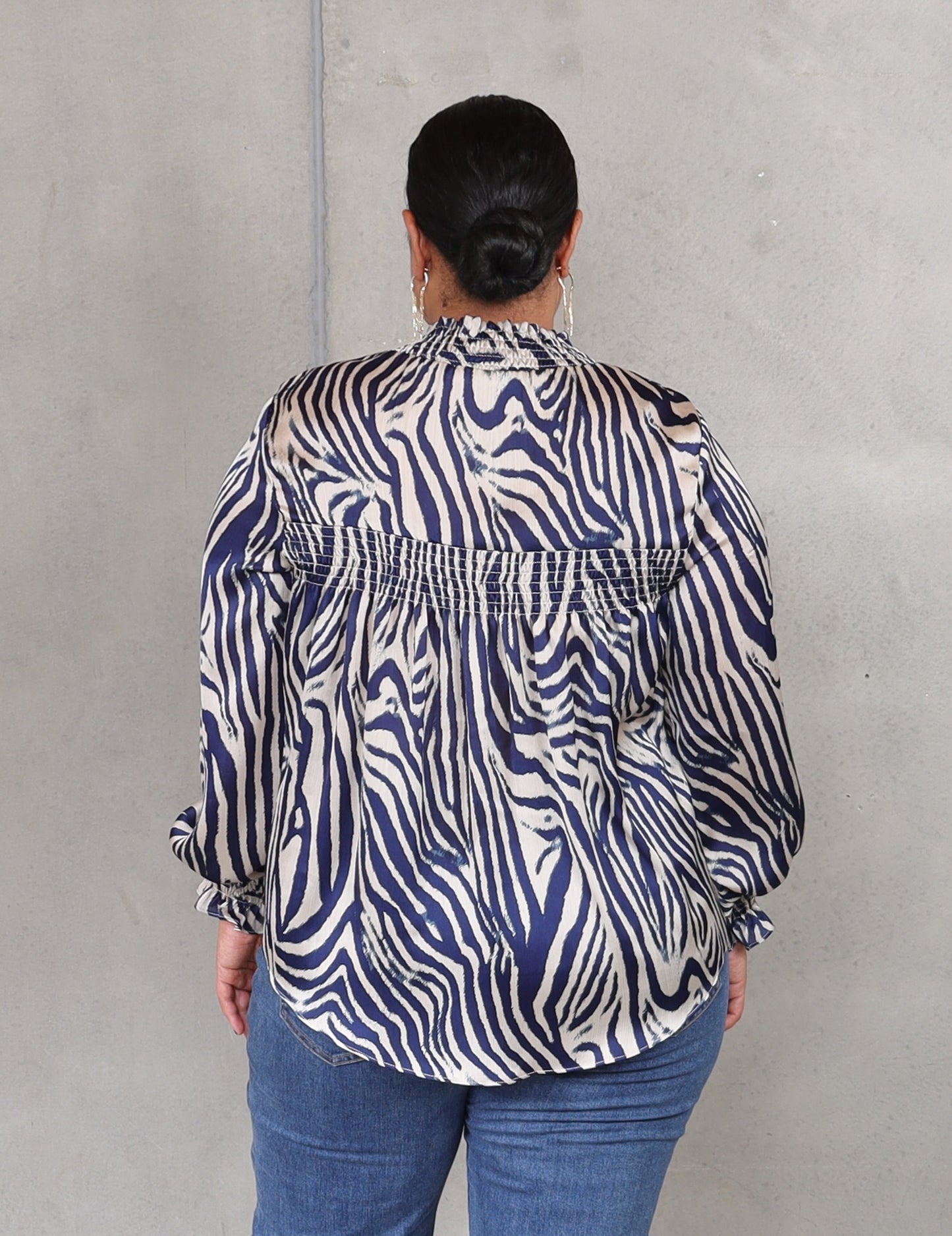 Mandinka Blouse - Navy Zebra