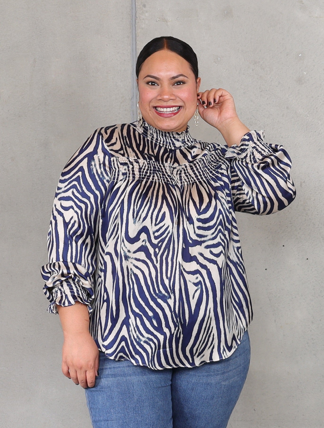Mandinka Blouse - Navy Zebra