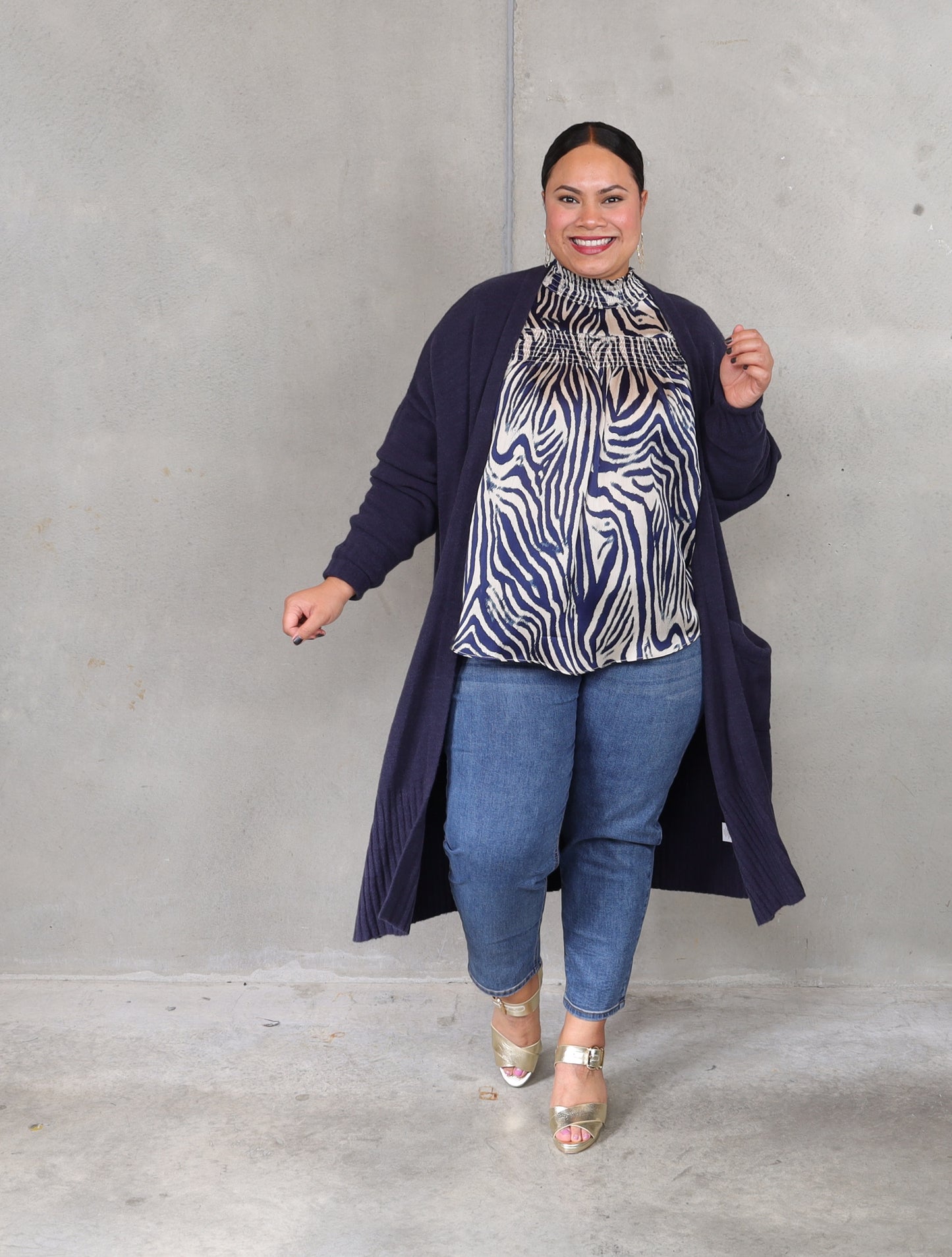 Mandinka Blouse - Navy Zebra