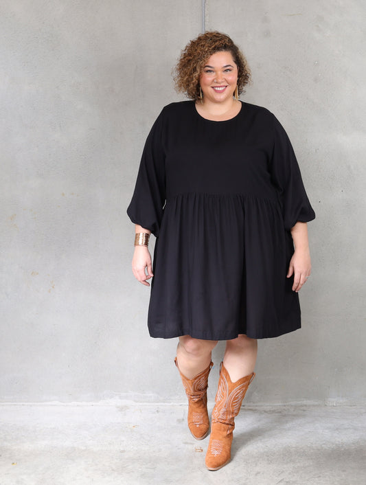 Willow Dress Long Sleeve - Black - Isla-Maree