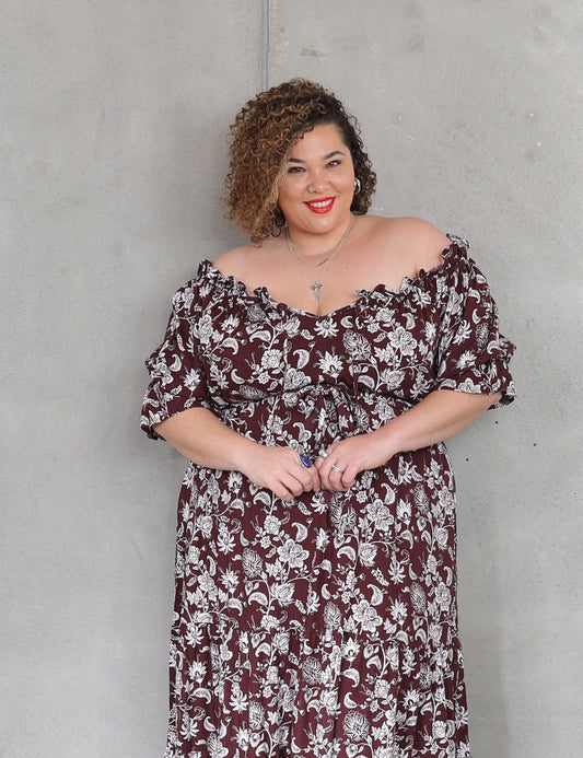 Sophia Dress Short Sleeve - Chocolate Shalimar