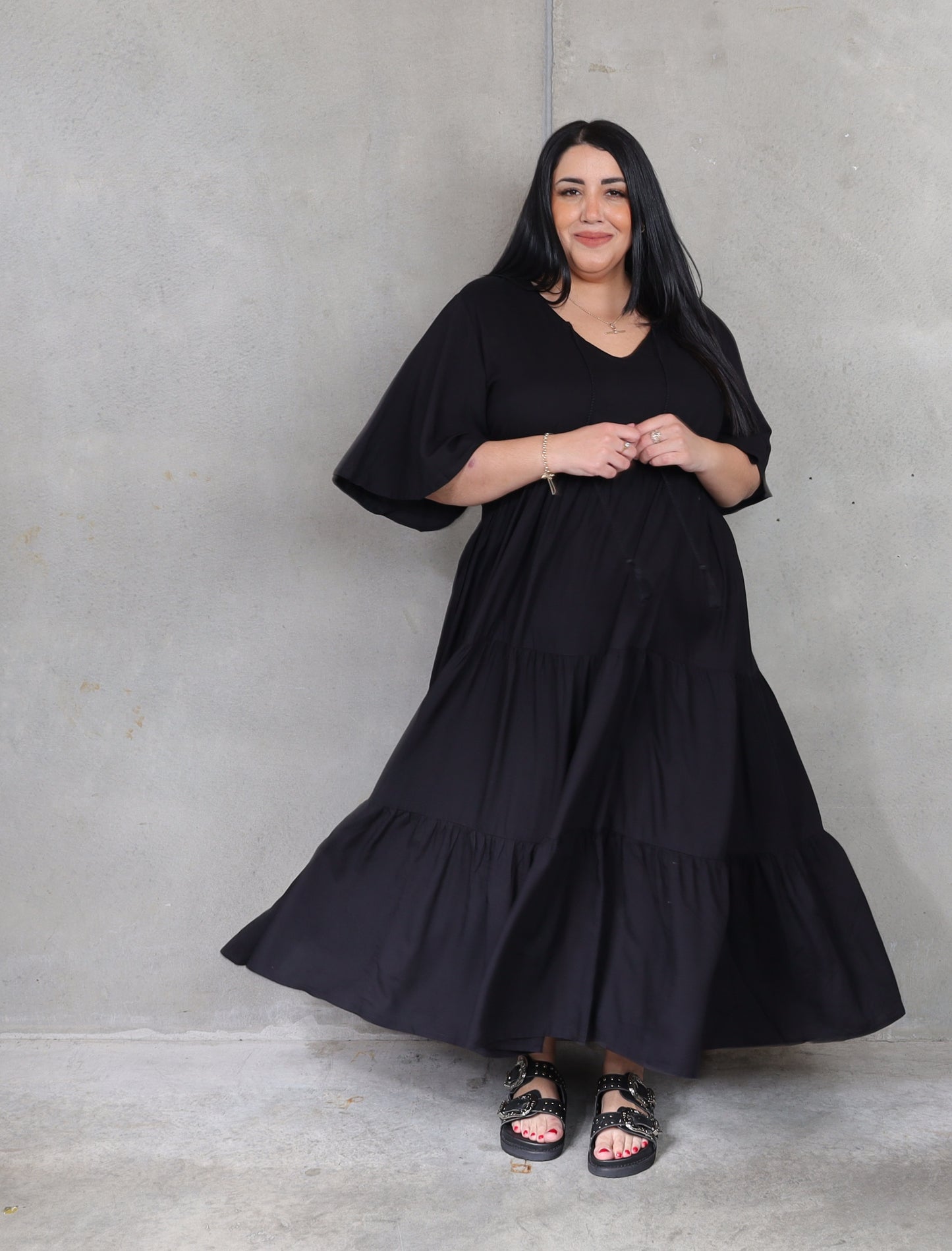 Florence Dress Short Sleeve - Black - Isla-Maree