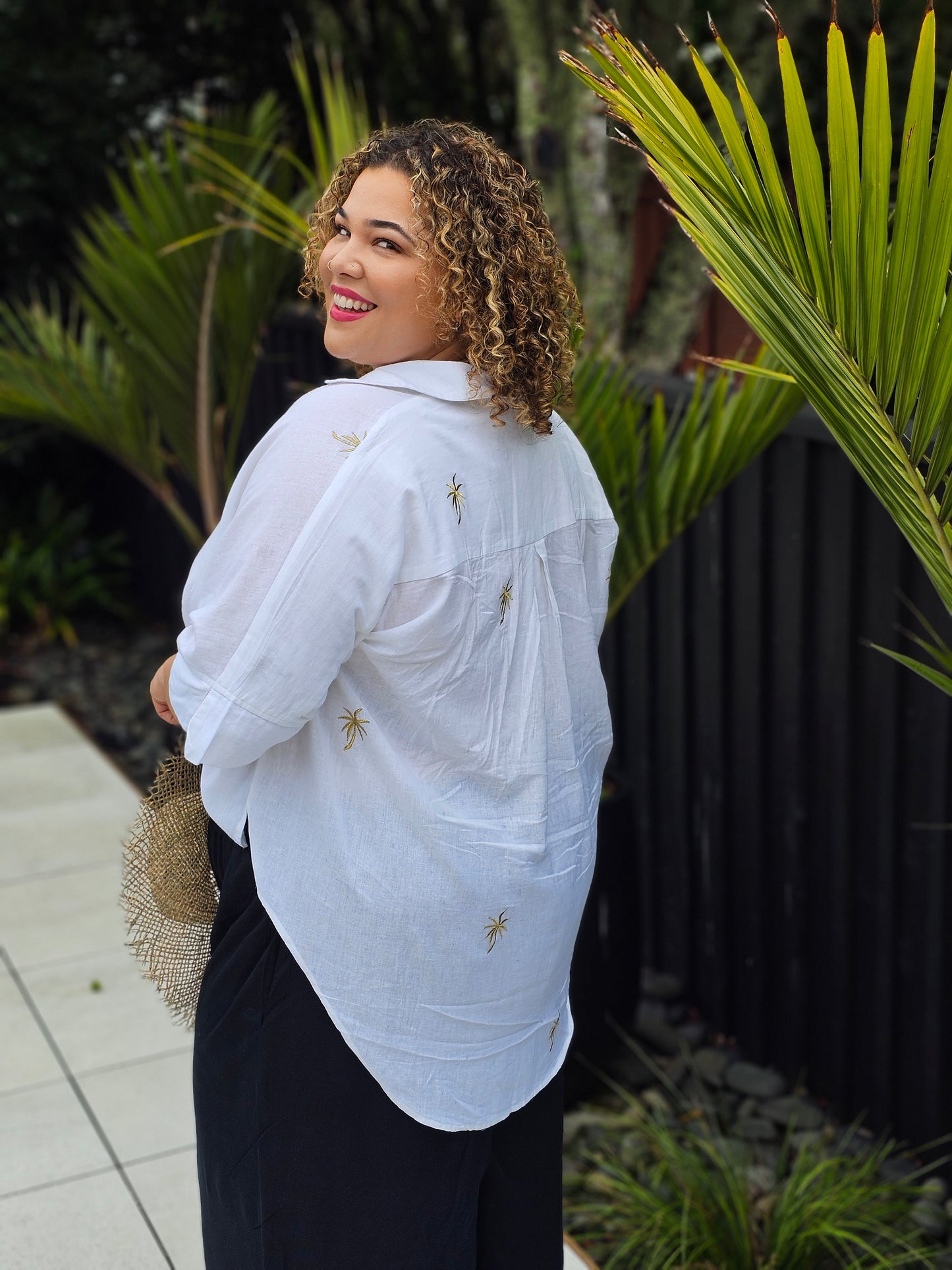 St Tropez Shirt - Golden Palms
