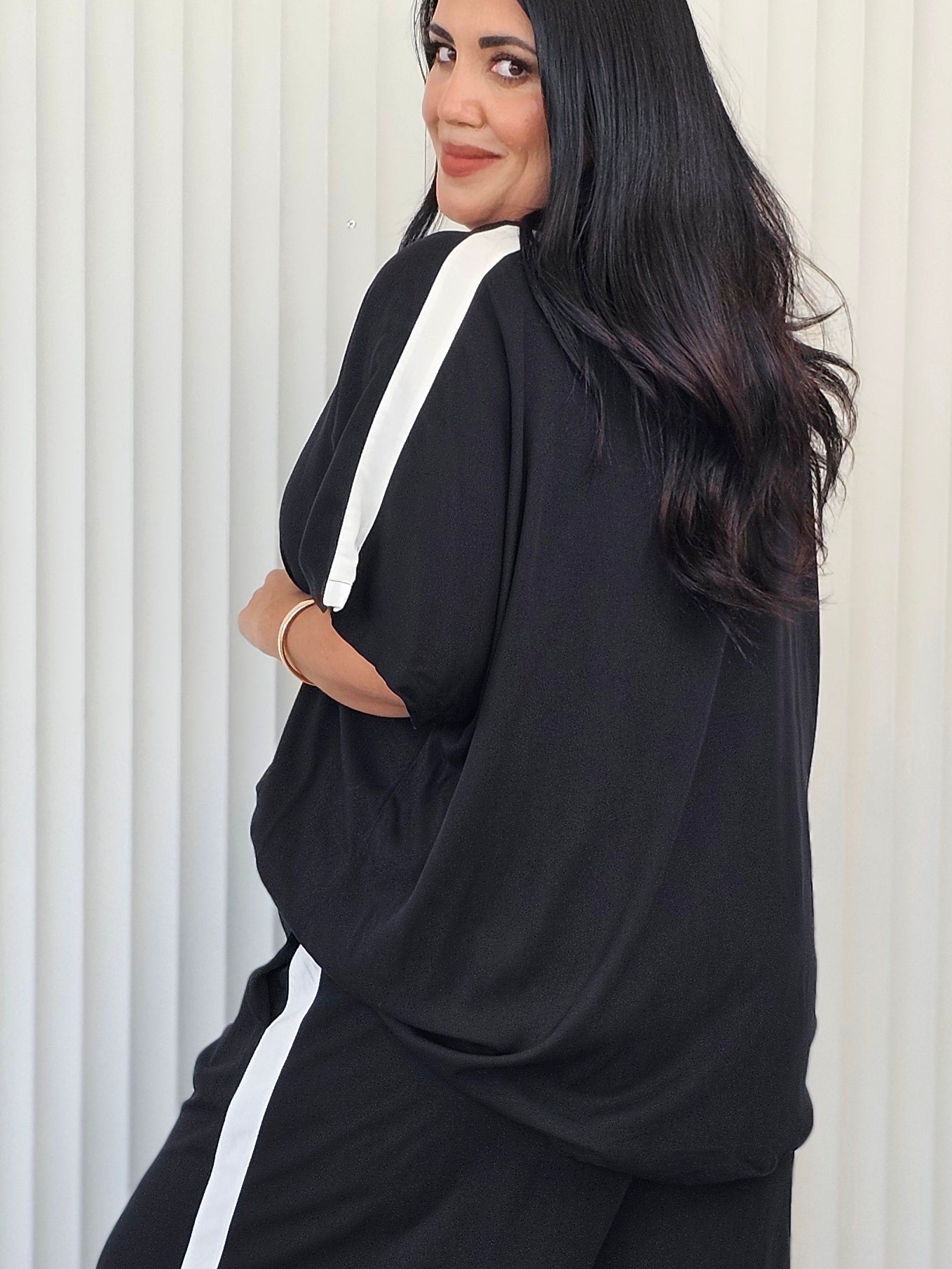 Drape Top - White Stripe