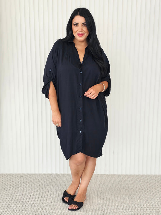 Corfu Shirt Dress - Navy