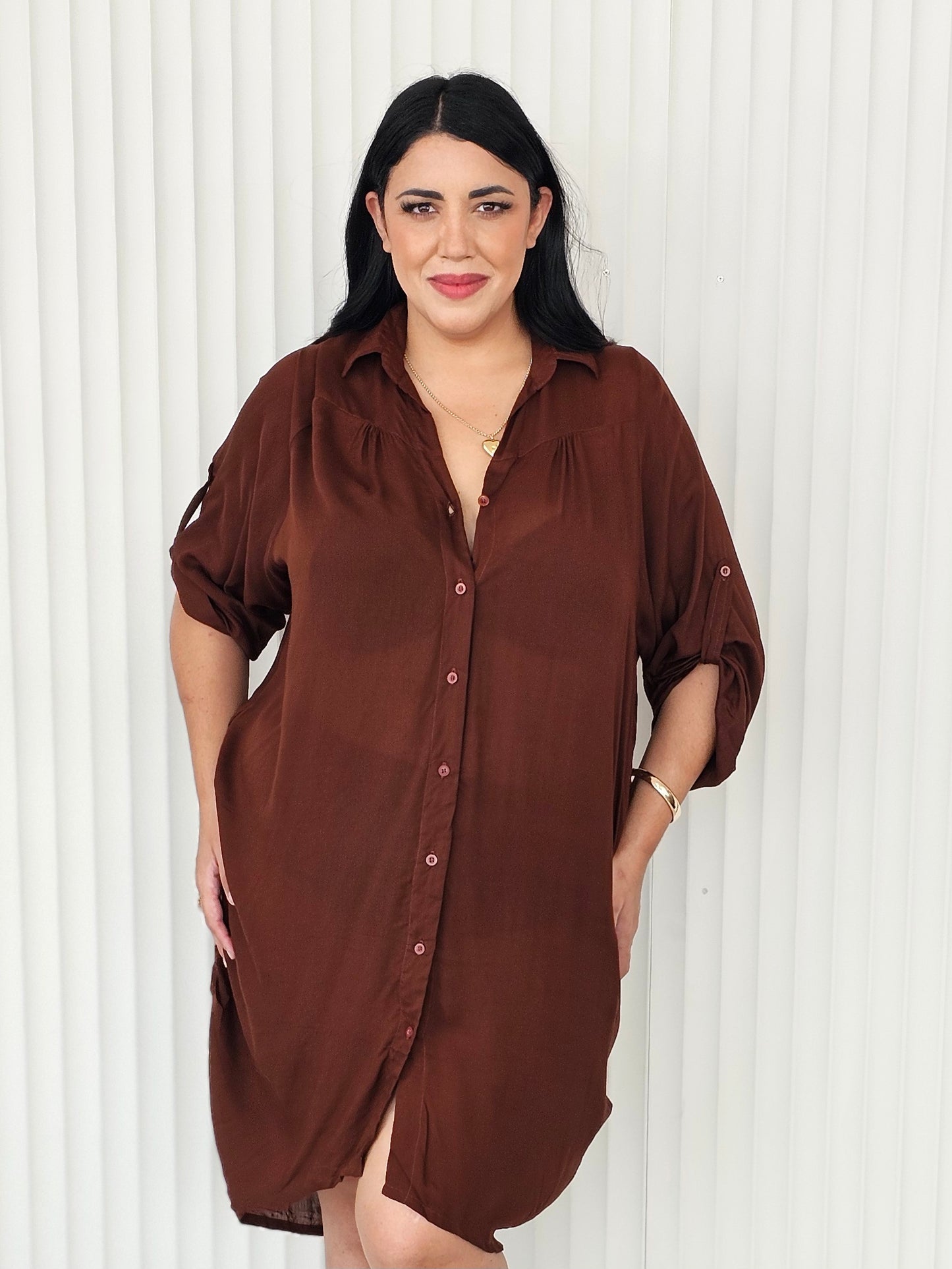 Corfu Shirt Dress - Cocoa