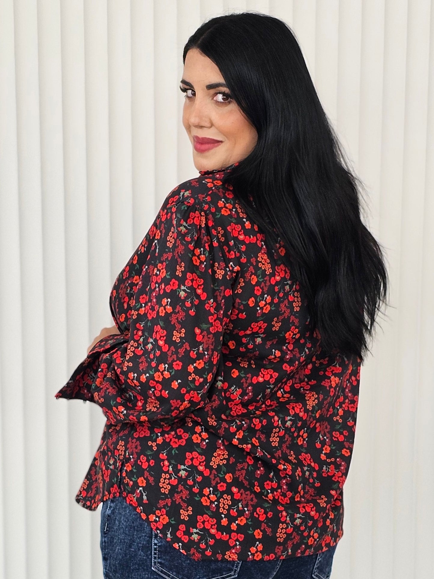 Night Fever Blouse - Paprika Flower
