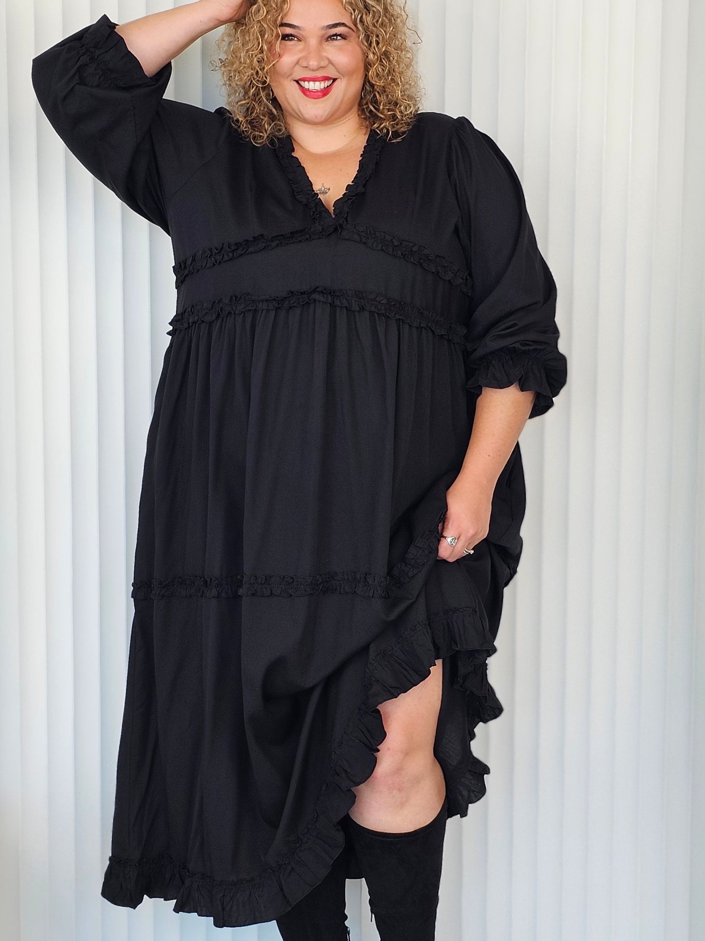 Ruffle Dress - Black