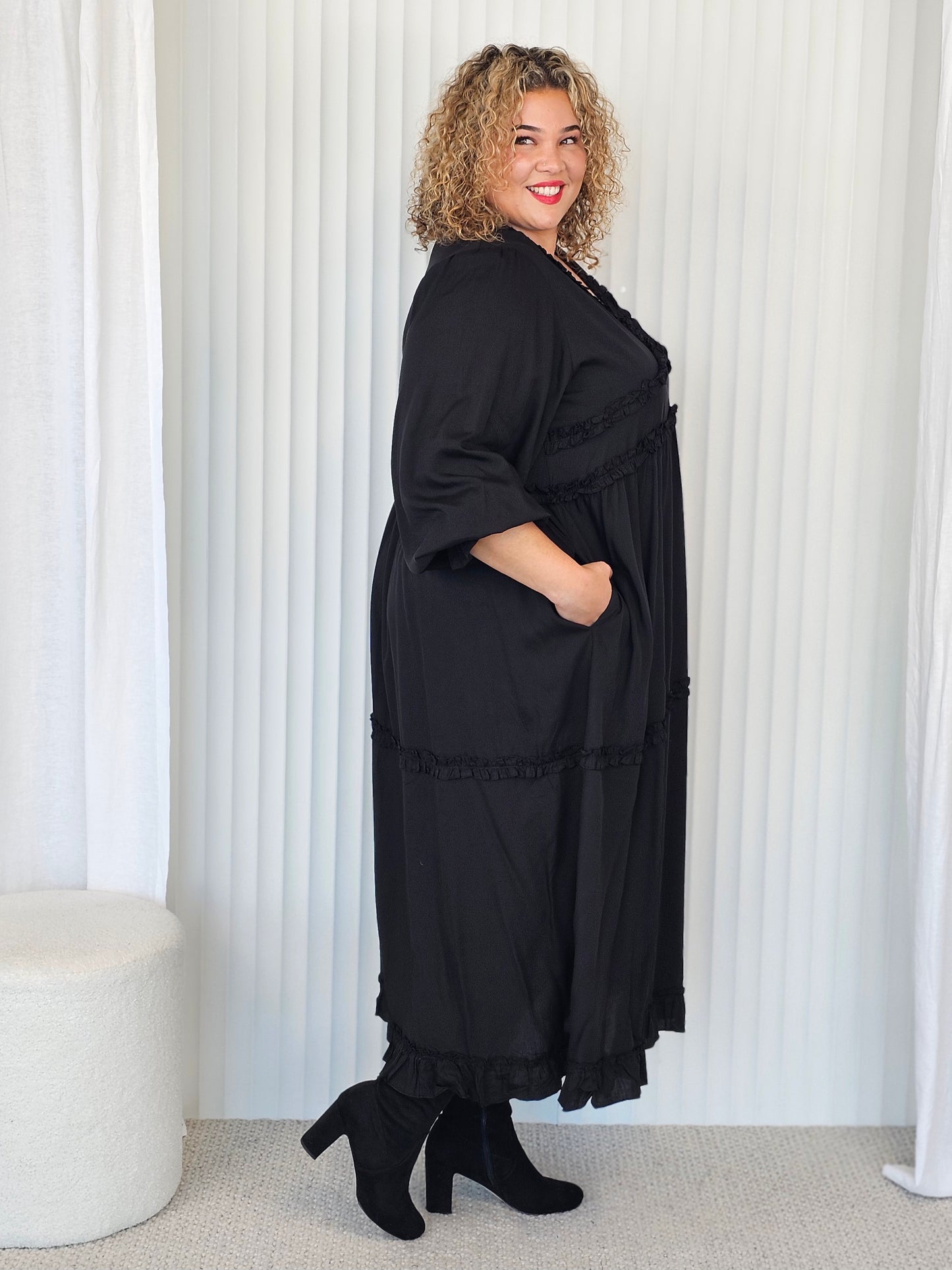 Ruffle Dress - Black