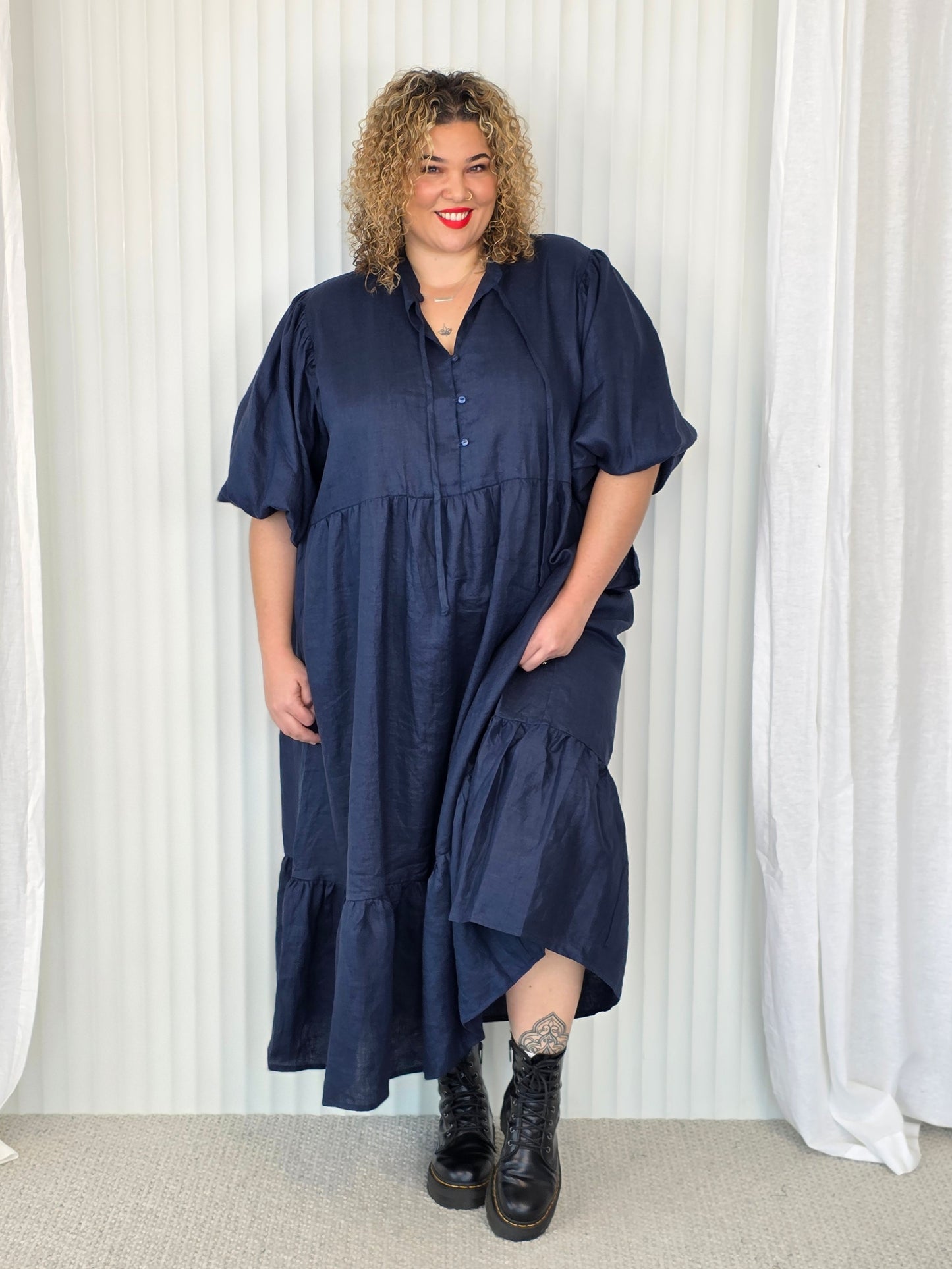 Delilah Dress - Denim Linen