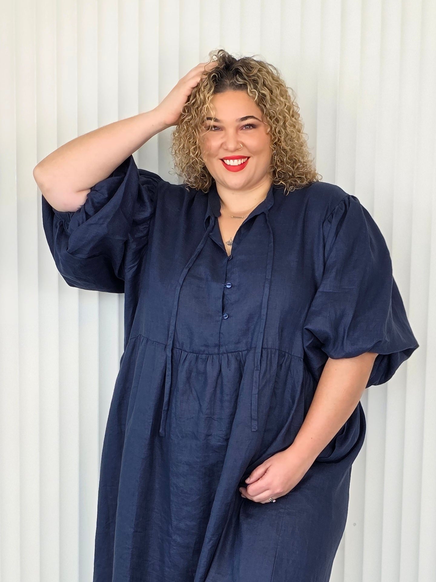 Delilah Dress - Denim Linen