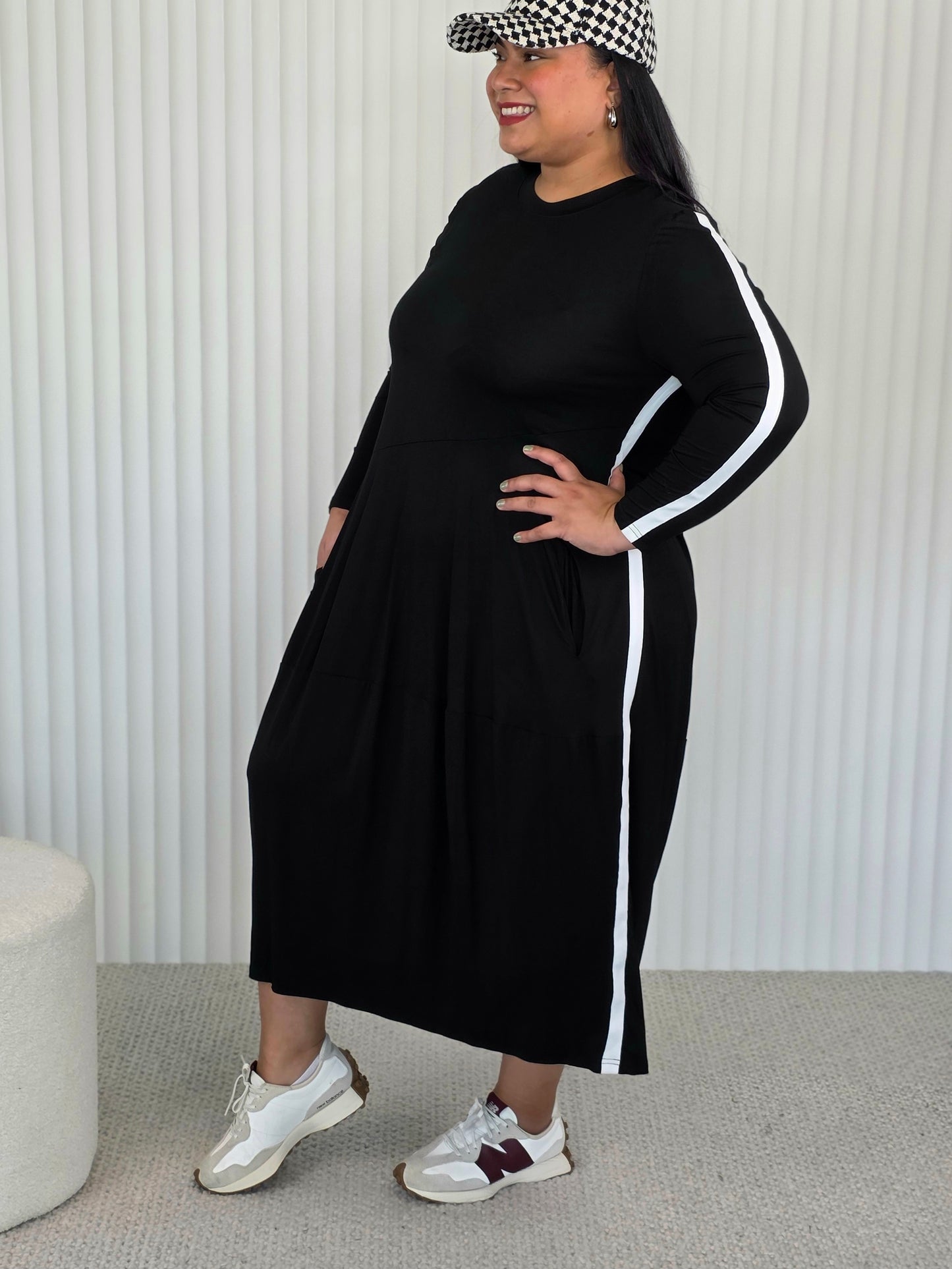 Staple Knit Dress - White Stripe