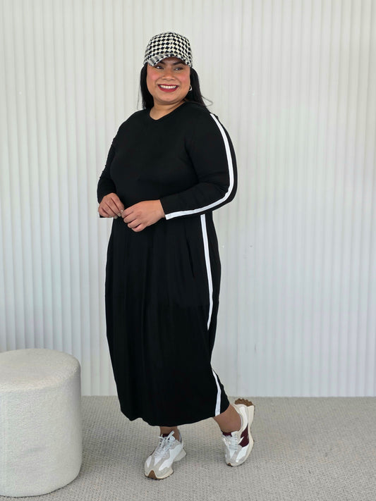 Staple Knit Dress - White Stripe