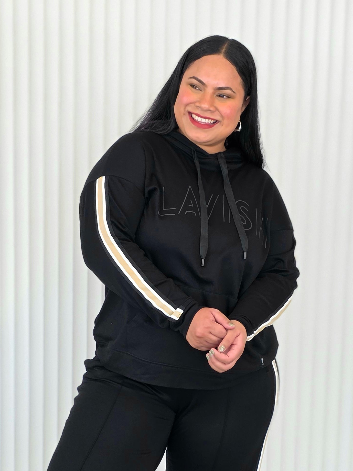 Plush Hoodie - Mocha Stripe