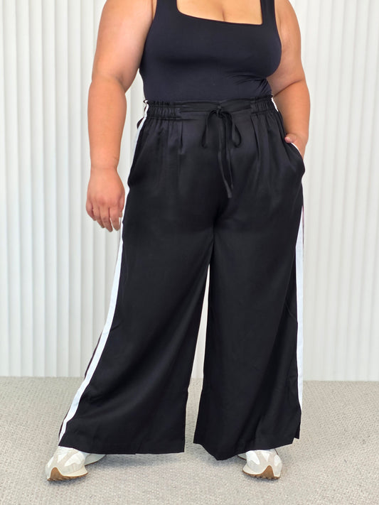 Vogue Palazzo Pant - Black Stripe