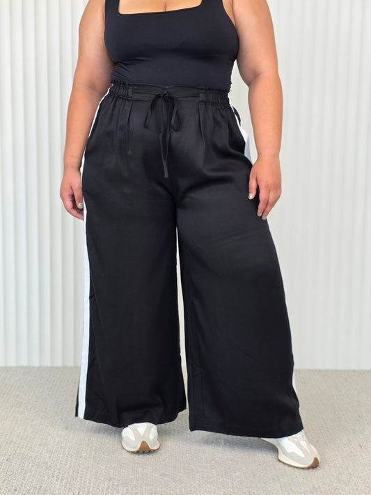 Vogue Palazzo Pant - Black Stripe