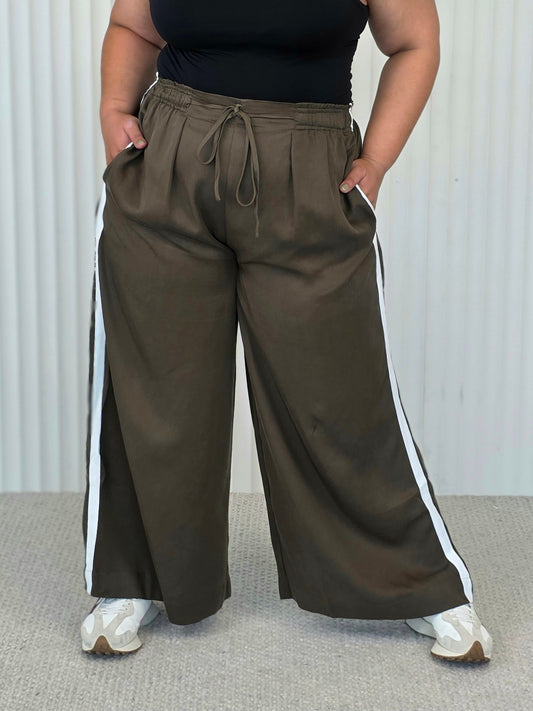 Vogue Palazzo Pant - Moss Stripe