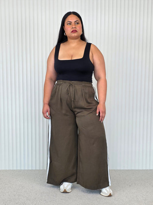 Vogue Palazzo Pant - Moss Stripe