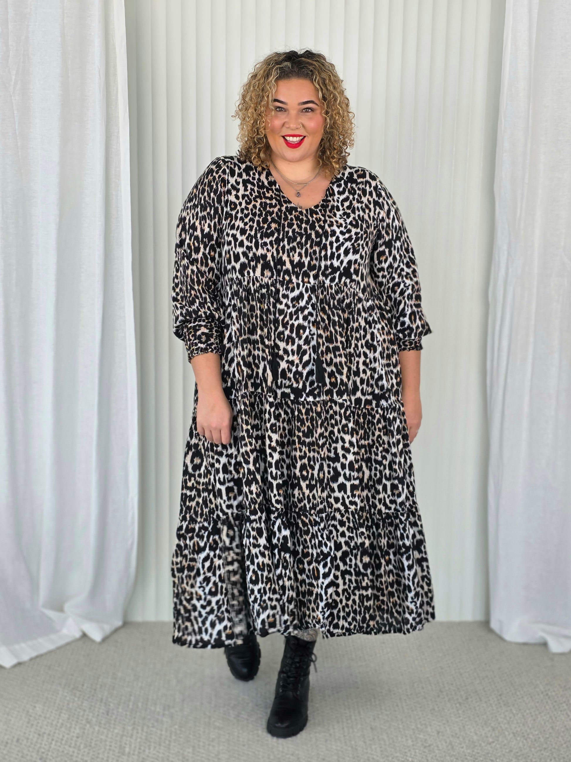 Florence Dress Long Sleeve  -  Jungle - Isla-Maree