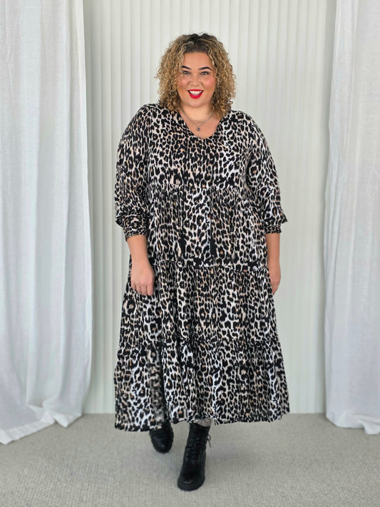 Florence Dress Long Sleeve  -  Jungle - Isla-Maree