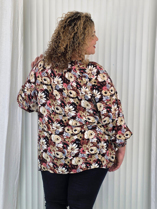 Iris Blouse - Floral Latte