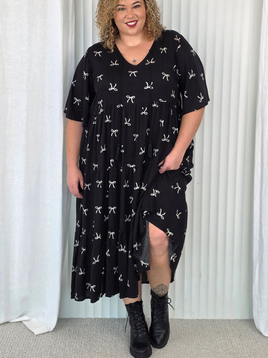 Florence Dress S/S - Black Bow
