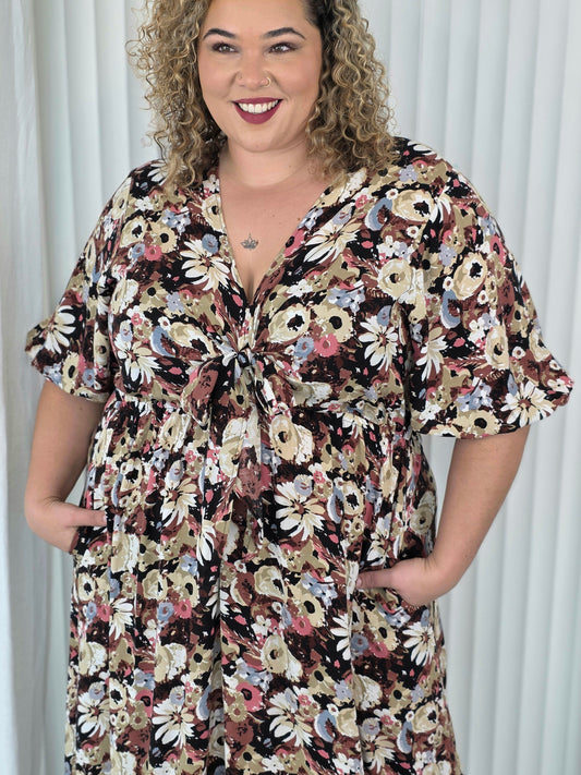 Tallulah Dress 2.0 - Floral Latte