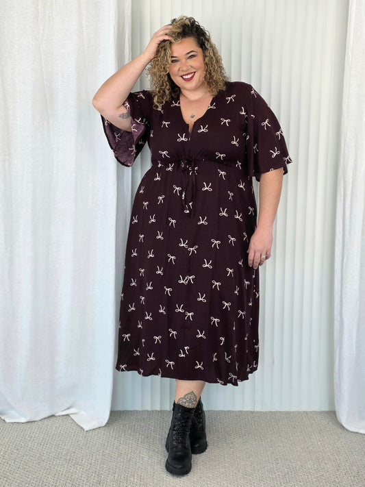 Juney Dress - Merlot Bow