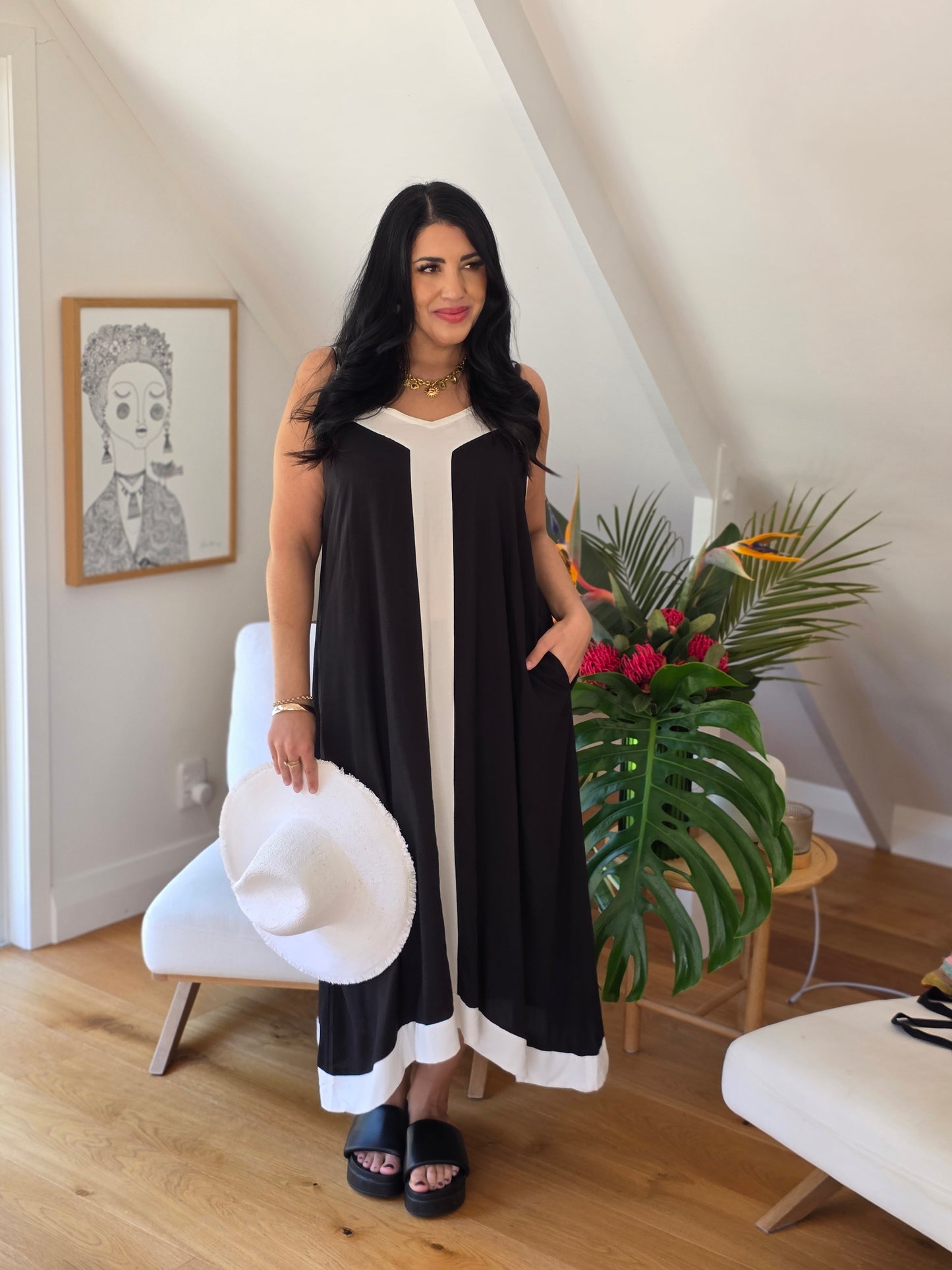 Mimosa Maxi - Black & White Stripe