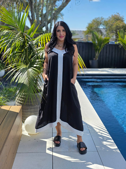 Mimosa Maxi - Black & White Stripe