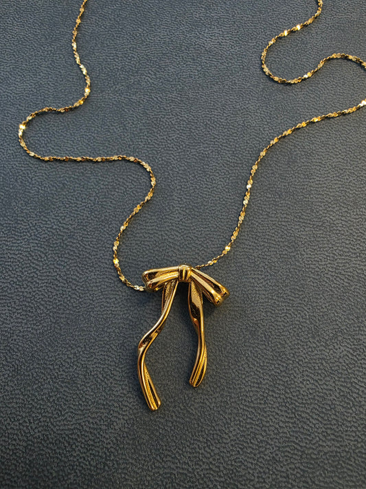Bow Necklace - Gold