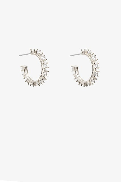 Antler Rhinestone Hoop Earring - Silver