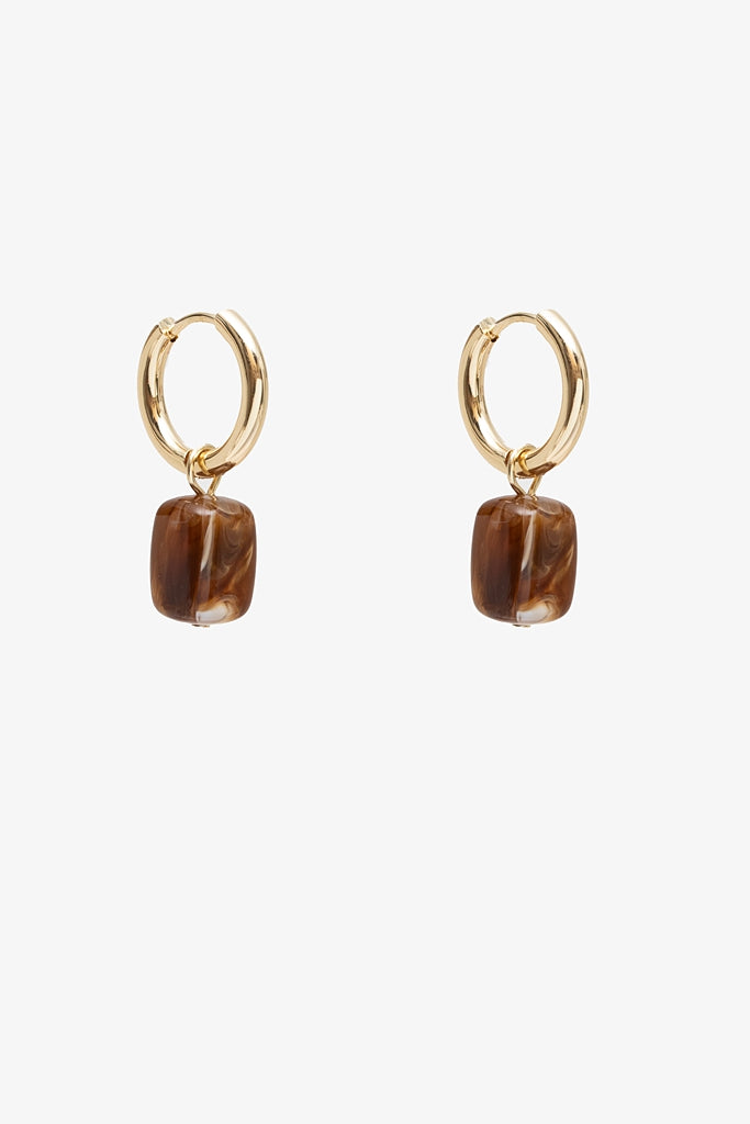 Antler Stone Drop Earring - Toffee