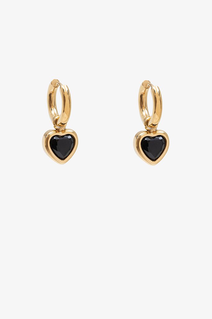 Antler Black Heart Earring