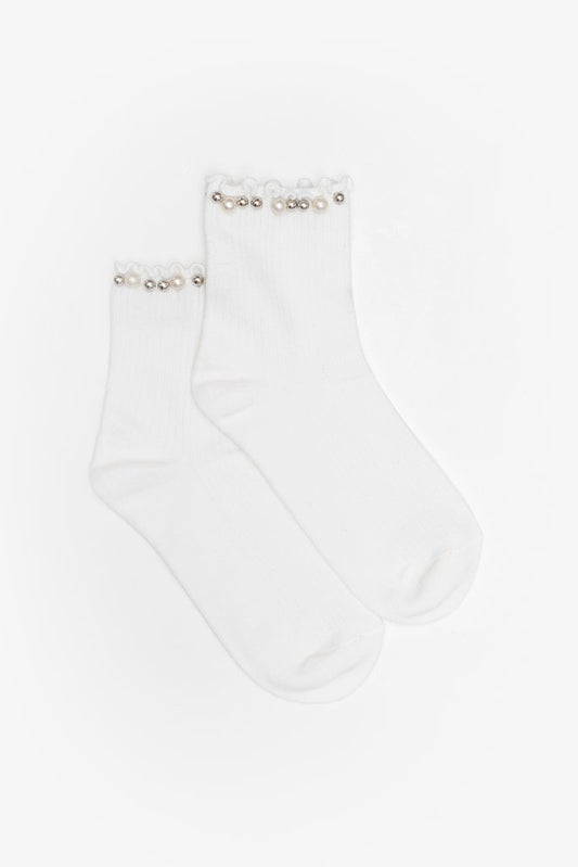 Pearl & Silver Top Sock