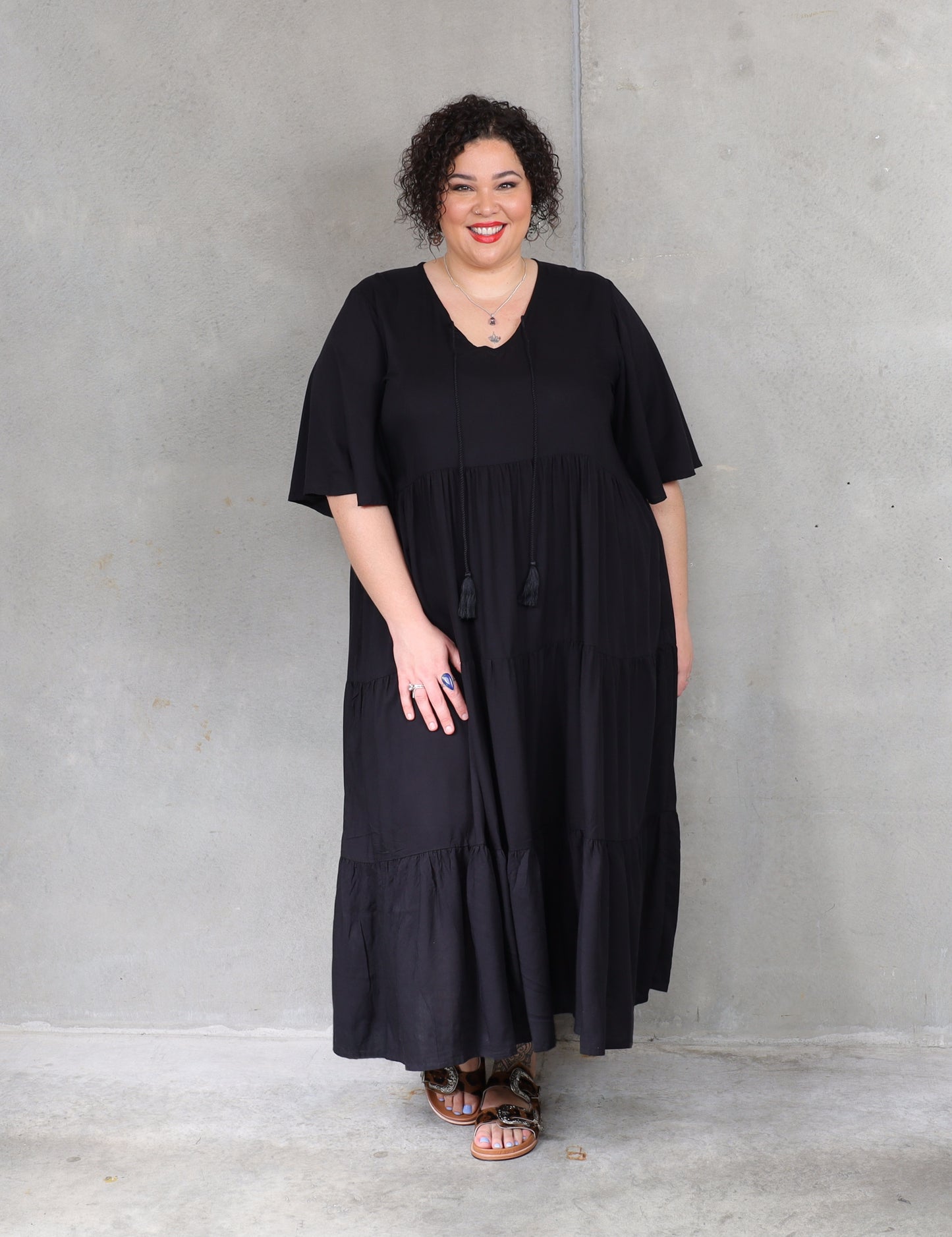 Florence Dress Short Sleeve - Black - Isla-Maree