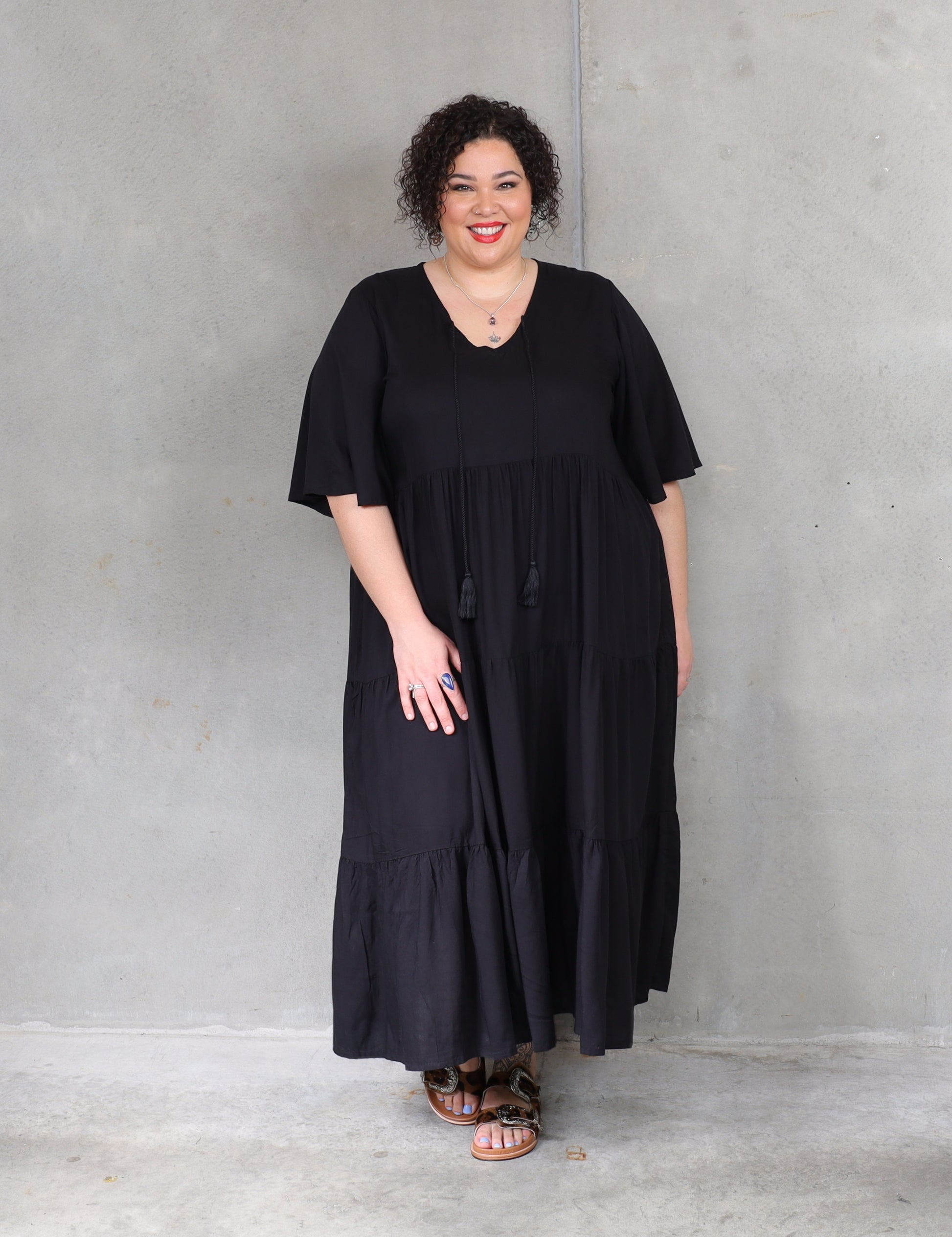 Florence Dress Short Sleeve - Black - Isla-Maree