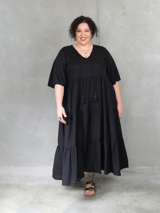 Florence Dress Short Sleeve - Black - Isla-Maree