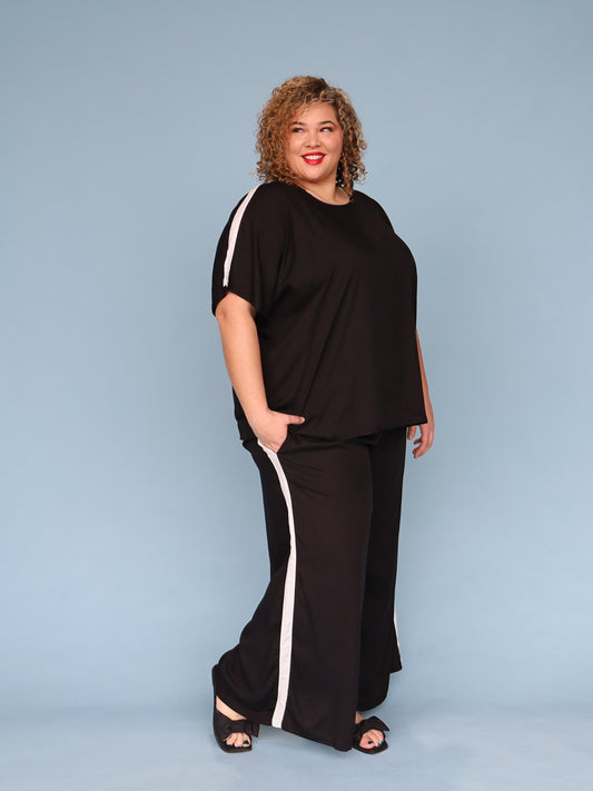 Drape Top - White Stripe