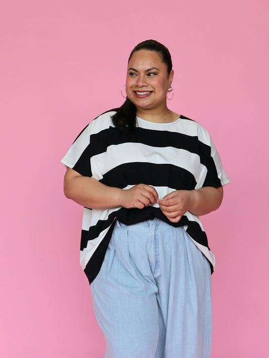 Just A Girl Tee - Black Stripe