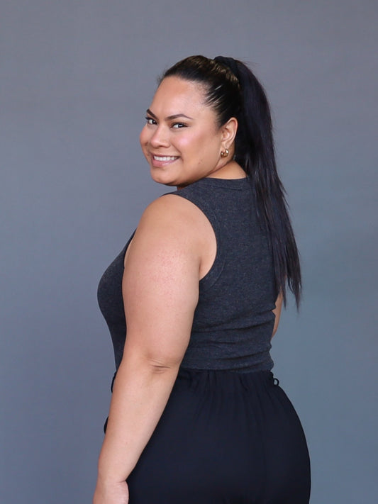 Ribbed Tank - Charcoal - Isla-Maree