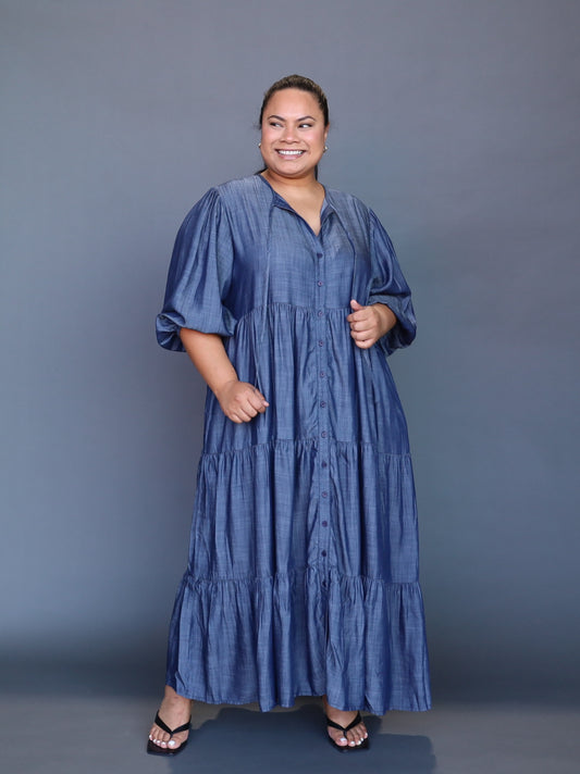 Laura Maxi Dress - Dark Chambray - Isla-Maree
