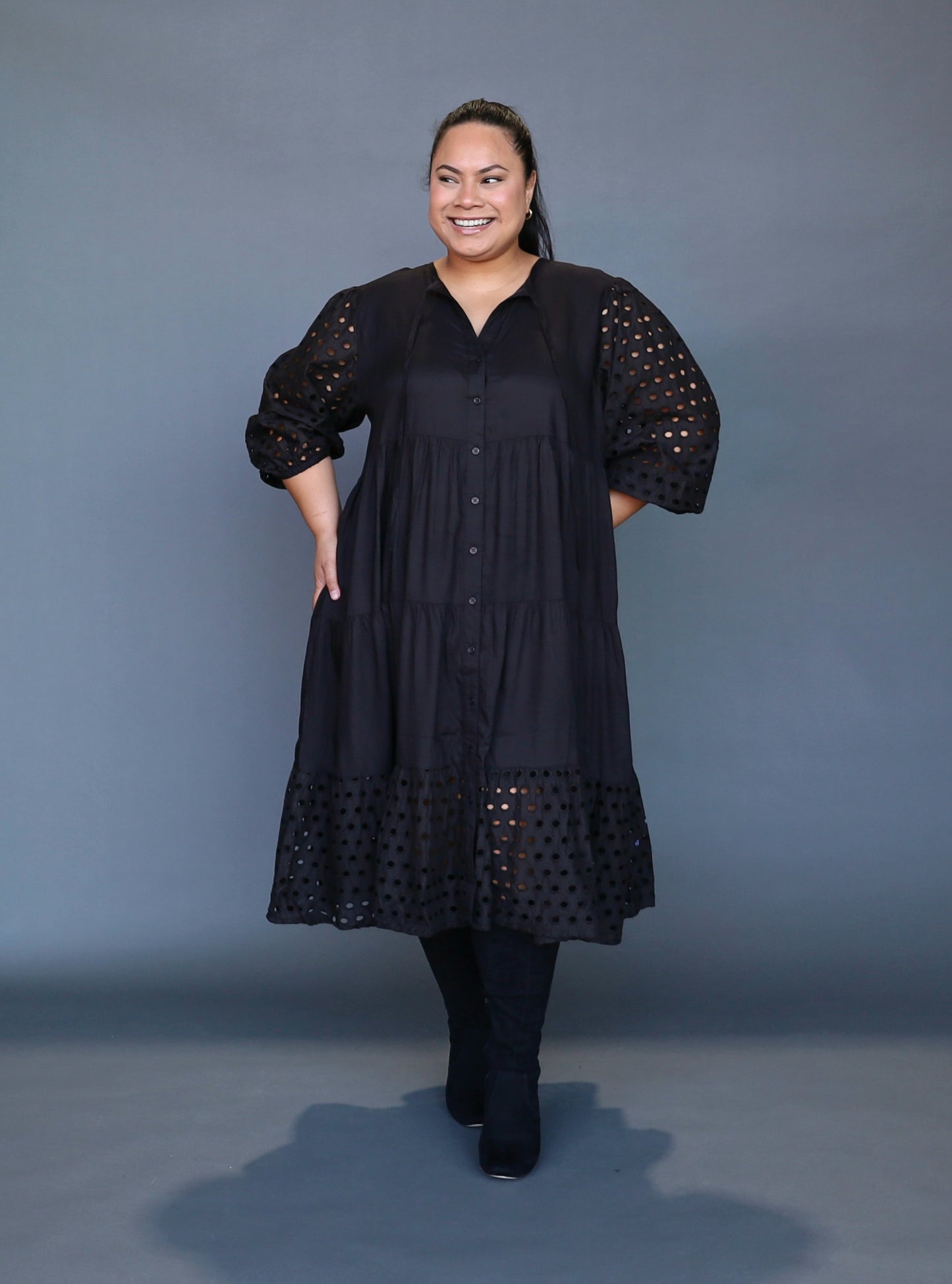 Laura Midi Dress - Black - Isla-Maree