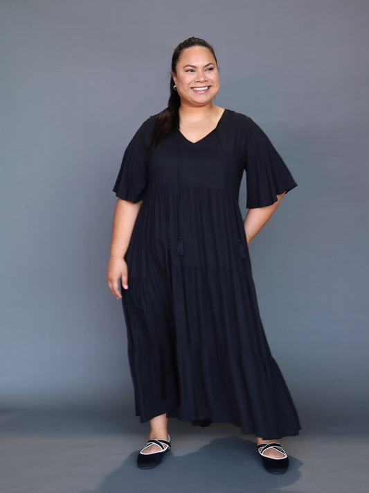 Florence Dress Short Sleeve - Black - Isla-Maree