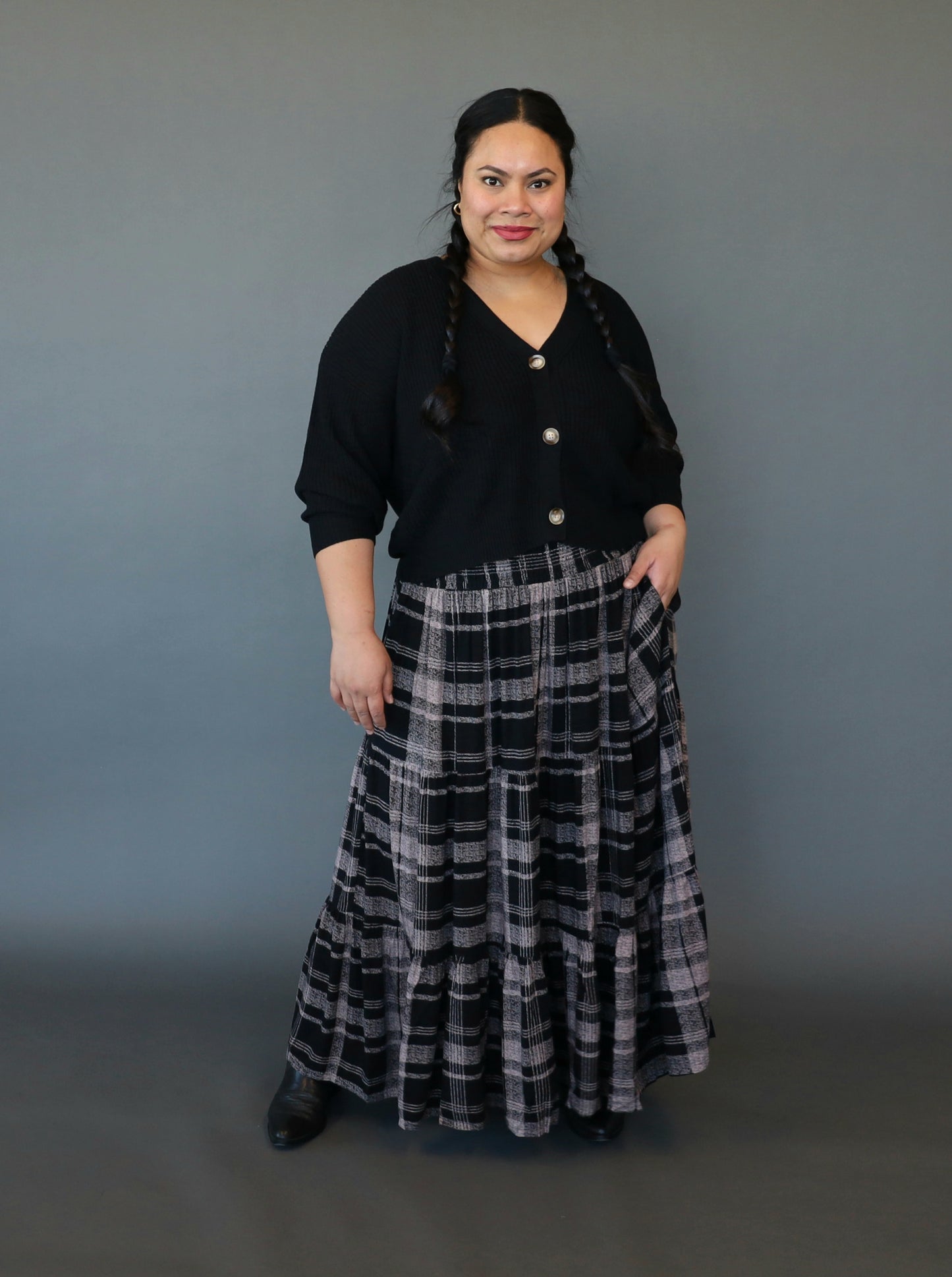 Ava Skirt - Mocha Tartan