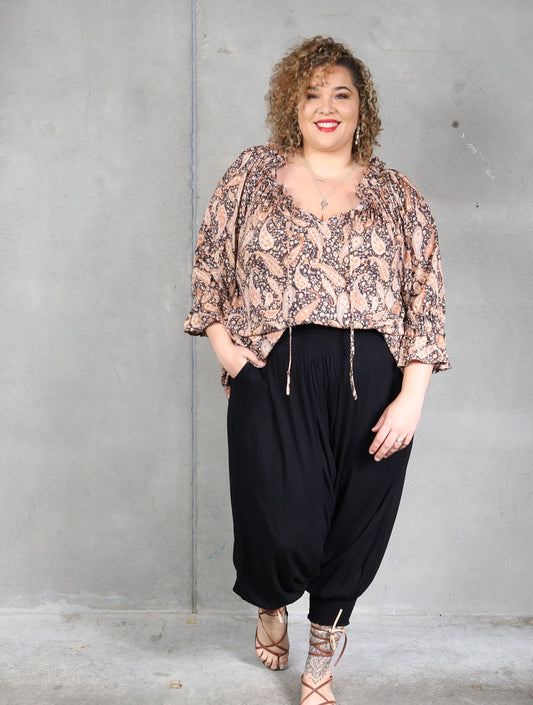 Sophia Blouse - Tan Paisley